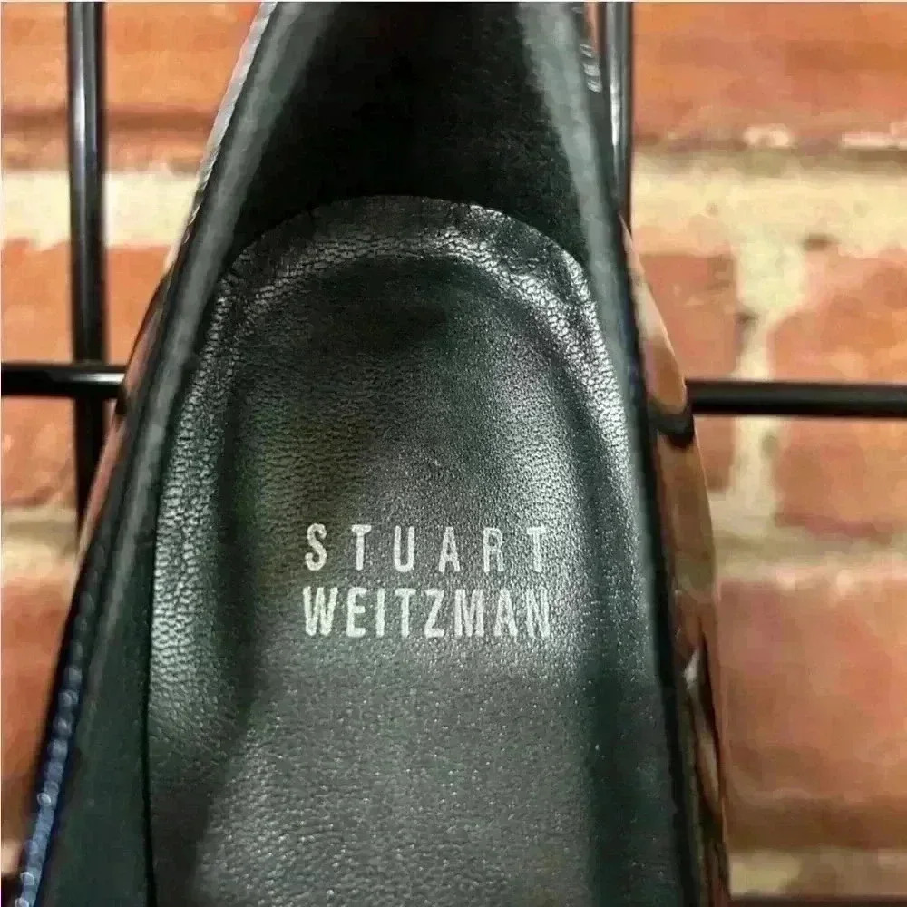 Stuart Weitzman 7.5 Black Patent Open-Toe Heels W… - image 4